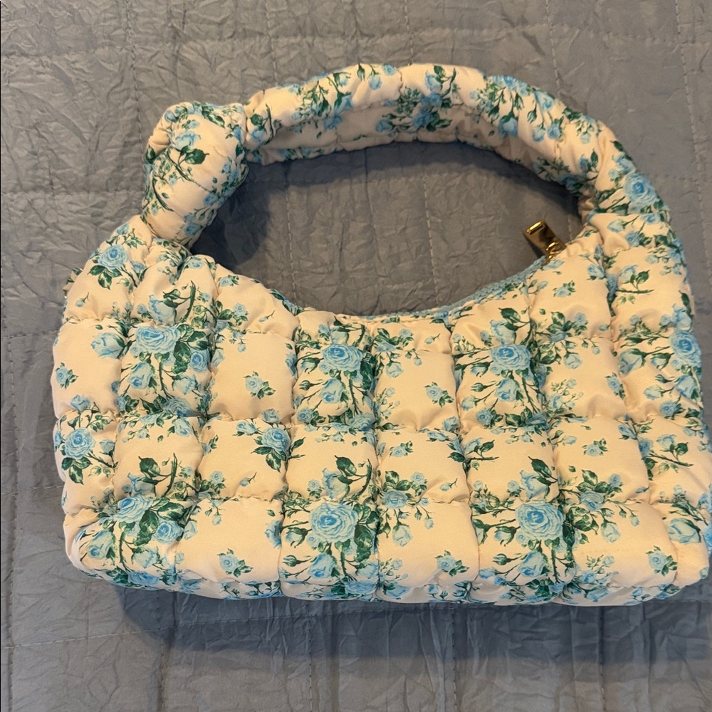 Urban Expressions Floral Quilted Women's Bag - Cream and Blue